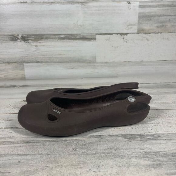 Crocs Womens Olivia Slingback Flats Comfort Ballet‎ Shoes Brown Size 8 - Picture 2 of 7